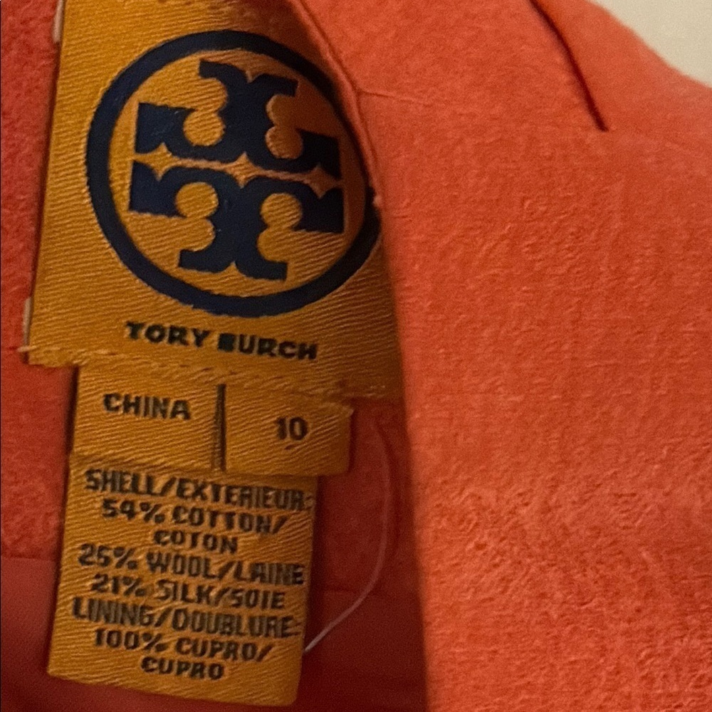 Tory Burch sz 10 Elegant Orange Sleeveless Dress cotton wool silk great cond - Picture 7 of 7